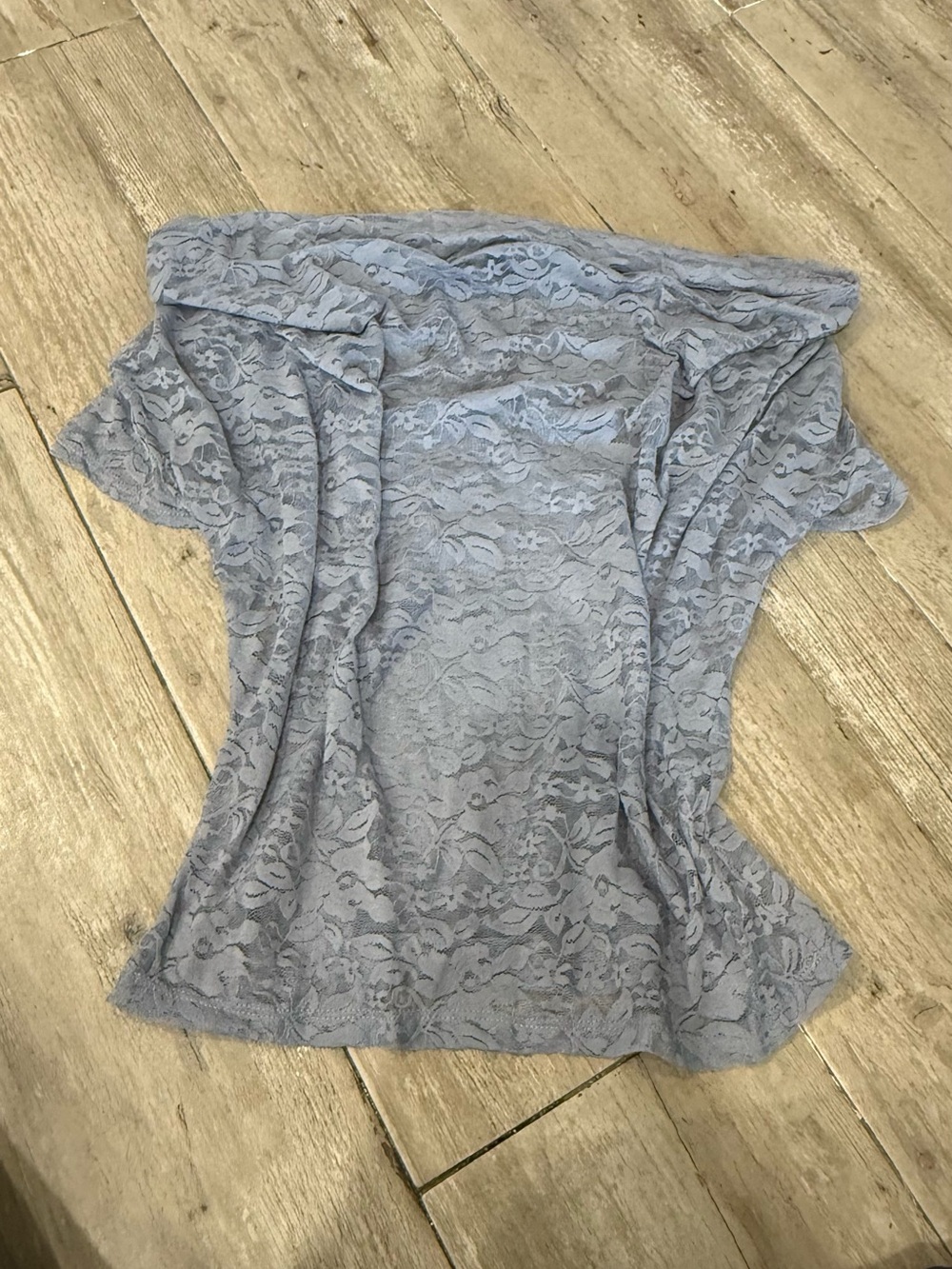 Womens Pastel Blue Lace Off the Shoulder Top